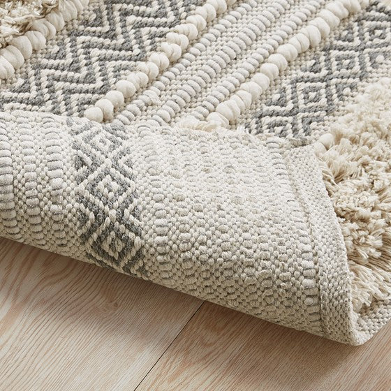 Woven Texture Stripe Bath Rug Grey 22x58"