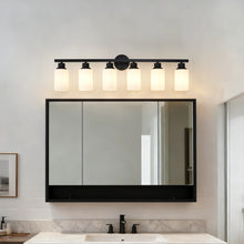 Load image into Gallery viewer, 6-Light Matte Black Wall Lamps with White Glass Shades (No Bulbs) Sconce Lighting for Bedroom Living Room
