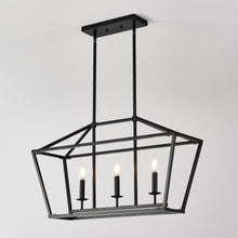 Load image into Gallery viewer, 3-Light Farmhouse Kitchen Island Lighting,5 Light Industrial Linear Chandelier for Dining Room Metal Matte Black Finish Hanging Pendant Light Fixture for Bedroom Living Room Hallway Conference Room