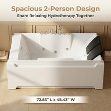 Load image into Gallery viewer, X-031 Whirlpool Tub,73" x 48" Jetted Bathtub for 2 Person, Hydro Massage &amp; Chromatherapy,UL Certified,UPC Certified,3 Sided Apron,Acrylic ,110 Gallons,Left Drain