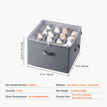 Load image into Gallery viewer, Under Bed Shoe Storage Organizer, 1 Pack, 16 Compartments, Underbed Shoe Box Storage Containers Adjustable Dividers, Sandal Organizer Storage with Clear Window, Breathable, Reinforced Handles