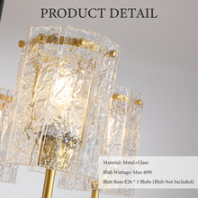 Load image into Gallery viewer, Modern 5-Light Black and Gold Chandelier, Textured Glass Pendant Light with Electroplated Gold Finish for Living Room Dining Room Not Including the Bulb