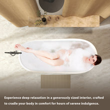 Load image into Gallery viewer, 67"Special-shaped Freestanding Slipper Bathtub: Gloss White Finish, Chrome Overflow &amp; Pop-Up Drain, cUPC Certified
