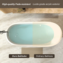 Load image into Gallery viewer, 67"Special-shaped Freestanding Slipper Bathtub: Gloss White Finish, Chrome Overflow &amp; Pop-Up Drain, cUPC Certified