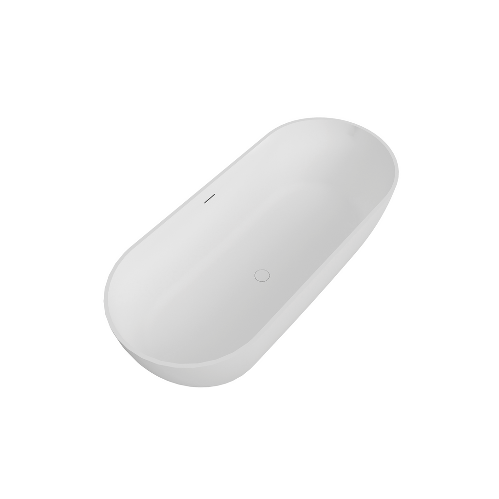 63'' Stone Resin Freestanding Bathtub, Solid Surface Luxury Soaking Tub with Integrated Slotted Overflow & Pop-up Drain, Stand Alone Elegant Bathroom Soaker Tub in Matte White, TH-25S03-63MW