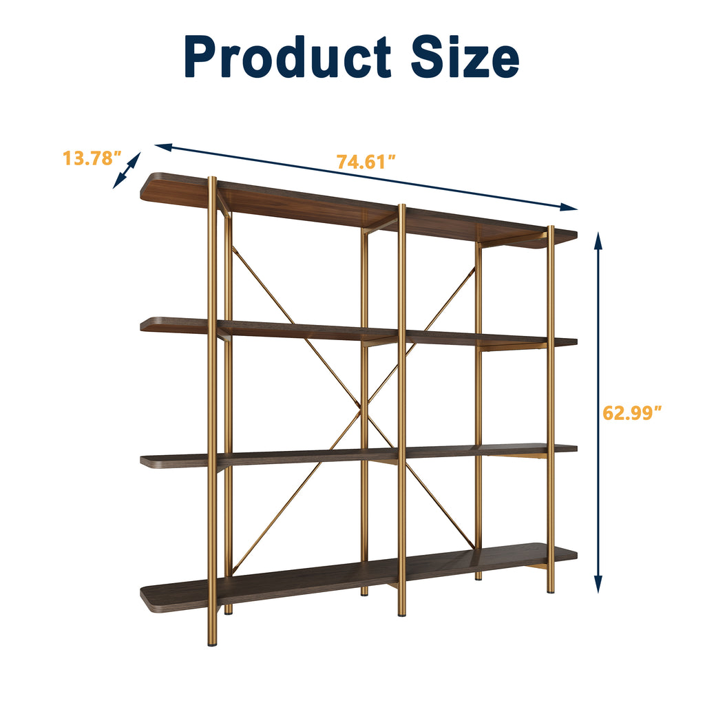 74.6 inch Stainless Steel Storage Rack, Solid Wood Partition Storage Shelf