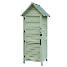 Load image into Gallery viewer, Outdoor Wooden Storage Shed, Tall Narrow Garden Tool Cabinet with Lockable Door &amp; 2 Shelves, Waterproof Asphalt Roof, Vertical Tool Organizer for Patio, Backyard, Lawn