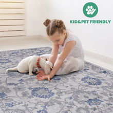 Load image into Gallery viewer, MARFI Collection 2.2X8. Blue / Silver / Oriental Runner Rug Modern, Contemporary, Non-Shedding &amp; Easy to Clean, Ideal for Living Room, Bedroom, Dining Space, 96*26 inch