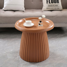 Load image into Gallery viewer, Light Coffee Magnesium Oxide Fluted Base Side Table, 17.72" Diameter Round Accent Table