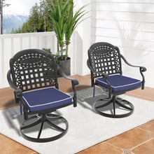 Load image into Gallery viewer, Cast Aluminum Patio Swivel Chair 2PCS With Black Frame and Brown Cushions