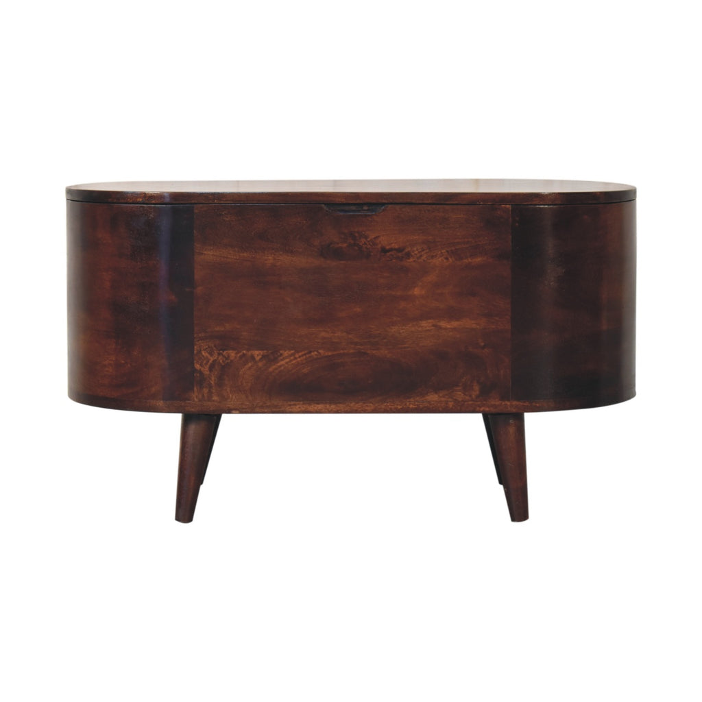Solid Wood Light Rounded Lid-up Blanket Box, Walnut, Dark Brown
