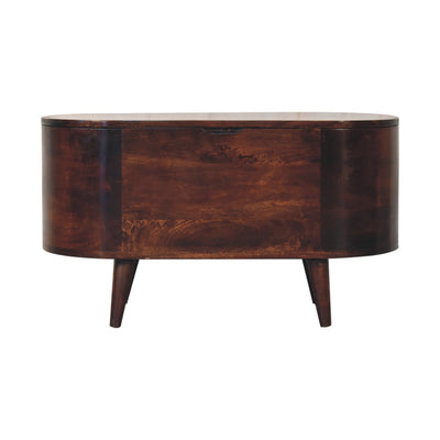 Solid Wood Light Rounded Lid-up Blanket Box, Walnut, Dark Brown