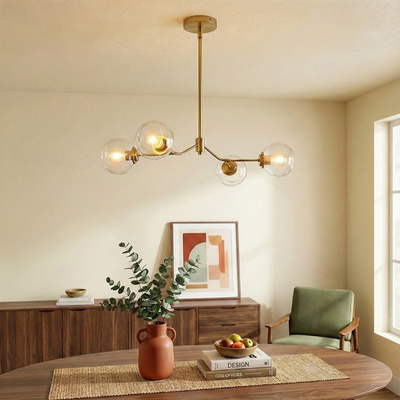 Jewel Four Lights Modern Farmhouse Chandelier Ceiling Hanging Light Fixture For Kitchen Island Dining Room 36