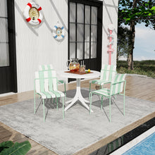 Load image into Gallery viewer, Summer - 4-Pack Modern Striped Color Block Chairs - Waterproof PP Seat &amp; Sturdy Metal Legs, Indoor/Outdoor Dining Set for Patio, Balcony, Café (White &amp; Yellow)