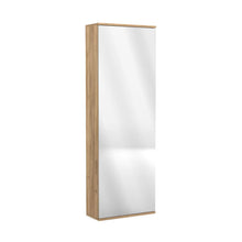 Load image into Gallery viewer, Leto Wall Mounted Shoe Rack With Mirror, Single Door, Capacity For Ten Shoes Natural Oak