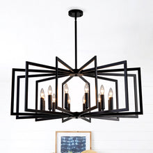 Load image into Gallery viewer, 10-Light Metal Lantern Tiered Pendant Hanging Light Fixtures, Industrial Farmhouse Adjustable Height Chandeliers for Dining Room Hallway Foyer Entryway--Matte Black (E26 Bulbs Not Included)