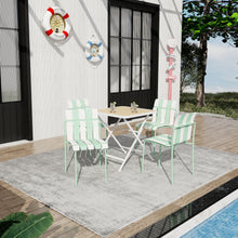 Load image into Gallery viewer, Summer - 4-Pack Modern Striped Color Block Chairs - Waterproof PP Seat &amp; Sturdy Metal Legs, Indoor/Outdoor Dining Set for Patio, Balcony, Café (White &amp; Yellow)