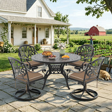 Load image into Gallery viewer, Ø47.24-inch Cast Aluminum Patio Dining Table With Black Frame and Carved Texture on the Tabletop (same sku: W171084479)