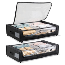 Load image into Gallery viewer, Set of 2 Under-Bed Rolling Storage Container with Transparent Cover, Versatile Space-Saving Design, and Smooth-Glide Multi-Directional Wheels – Ideal for Organizing Clothes, Shoes, and More