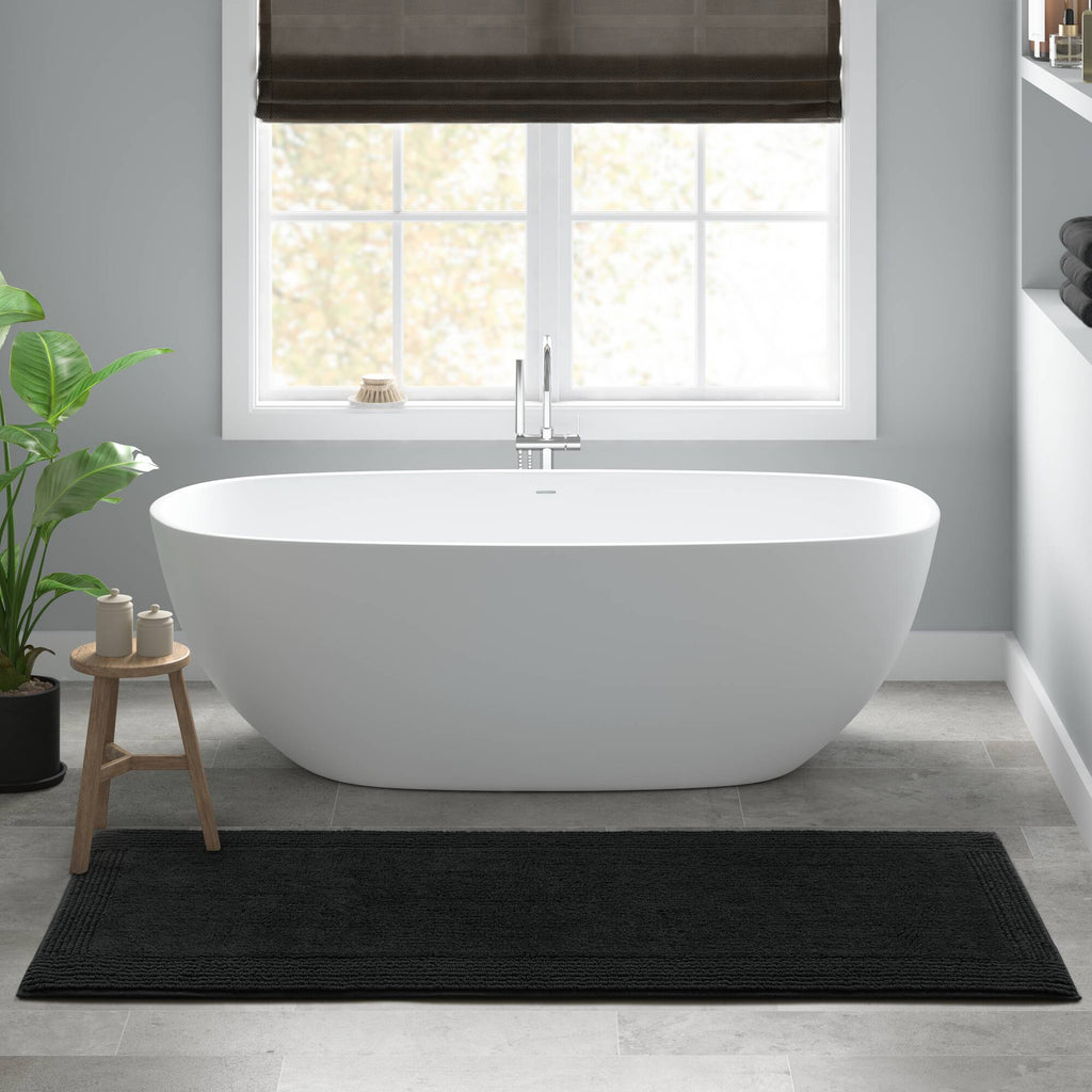 1 PCS 24x72" 100% Cotton Tufted 3000 GSM Reversible Bath Rug Navy