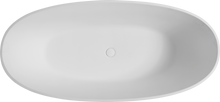 Load image into Gallery viewer, 65" Freestanding Solid Surface Bathtub, Luxury Handcrafted Stone Resin Freestanding Soaking Bathtub with Overflow and Pop-up Drain, Matte White 24S06-65MW