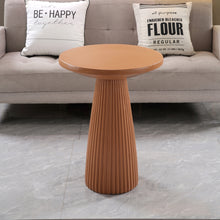 Load image into Gallery viewer, Light Coffee Magnesium Oxide Fluted Base Side Table, 17.72" Diameter Round Accent Table