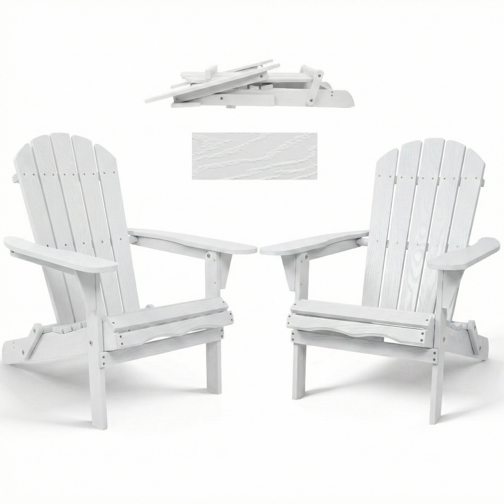 Wood Lounge Patio Chair for Garden Outdoor Wooden Folding Embossed Adirondack Chair Solid Wood Lounge Patio Chair with Wood Grain