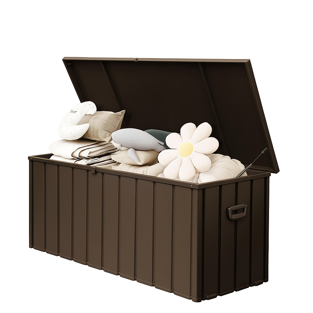 200 Gallon Outdoor Storage Deck Box Waterproof, Large Patio Storage Bin for Outside Cushions, Throw Pillows, Garden Tools, Lockable (Dark Brown)