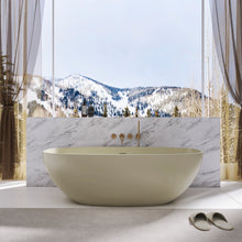 Load image into Gallery viewer, 66.9 inch freestanding solid surface soaking bathtub for bathroom