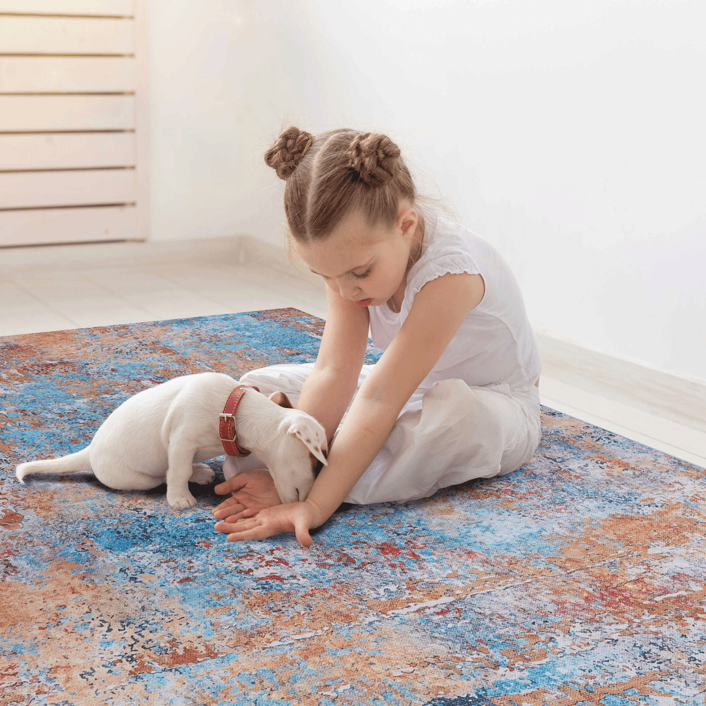 MAVAL Multi Washable Rug 2' x 3' Doormat Rug (Multi, 2' x 3') Modern, Contemporary, Non-Shedding & Easy to Clean, Ideal for Living Room, Bedroom, Dining Space, 36*24 inch