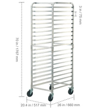 Load image into Gallery viewer, Bun Pan Rack, 20-Tier Commercial Bakery Racks with Brake Wheels, Aluminum Racking Trolley Storage for Half &amp; Full Sheet, Speed Rack For Kitchen Home, Bread Baking Equipment, 26"L x 20.4"W x 70"H