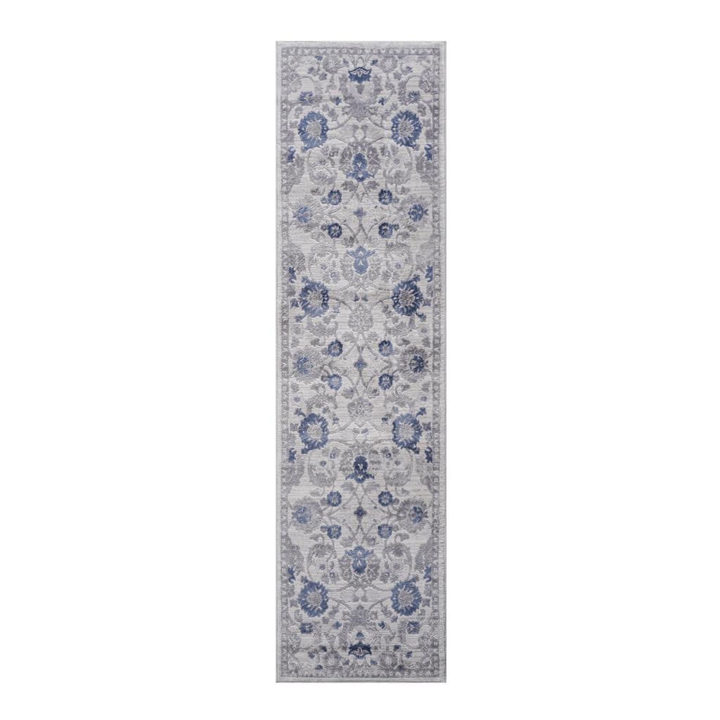 MARFI Collection 2.2X8. Blue / Silver / Oriental Runner Rug Modern, Contemporary, Non-Shedding & Easy to Clean, Ideal for Living Room, Bedroom, Dining Space, 96*26 inch