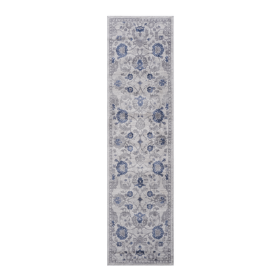 MARFI Collection 2.2X8. Blue / Silver / Oriental Runner Rug Modern, Contemporary, Non-Shedding & Easy to Clean, Ideal for Living Room, Bedroom, Dining Space, 96*26 inch