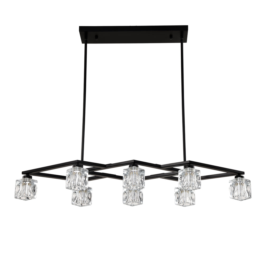 Matte Black Crystal  Chandelier for Dining Room, 8-Light Kitchen Chandelier Light Fixture Modern Metal Industrial  Chandeliers for Farmhouse Entryway Living Room (8*G9 Bulbs Included)