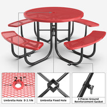 Load image into Gallery viewer, Red Round Table &amp; Chair Set with Umbrella Hole