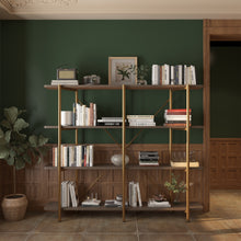 Load image into Gallery viewer, 74.6 inch Stainless Steel Storage Rack, Solid Wood Partition Storage Shelf