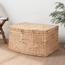 Load image into Gallery viewer, Ludmilla Rectangular Curve Water Hyacinth Woven Wicker Trunk with Handles - 26" x 19" x 14" - Natural Brown - For Clothes, Toys, Magazines and Book Storage