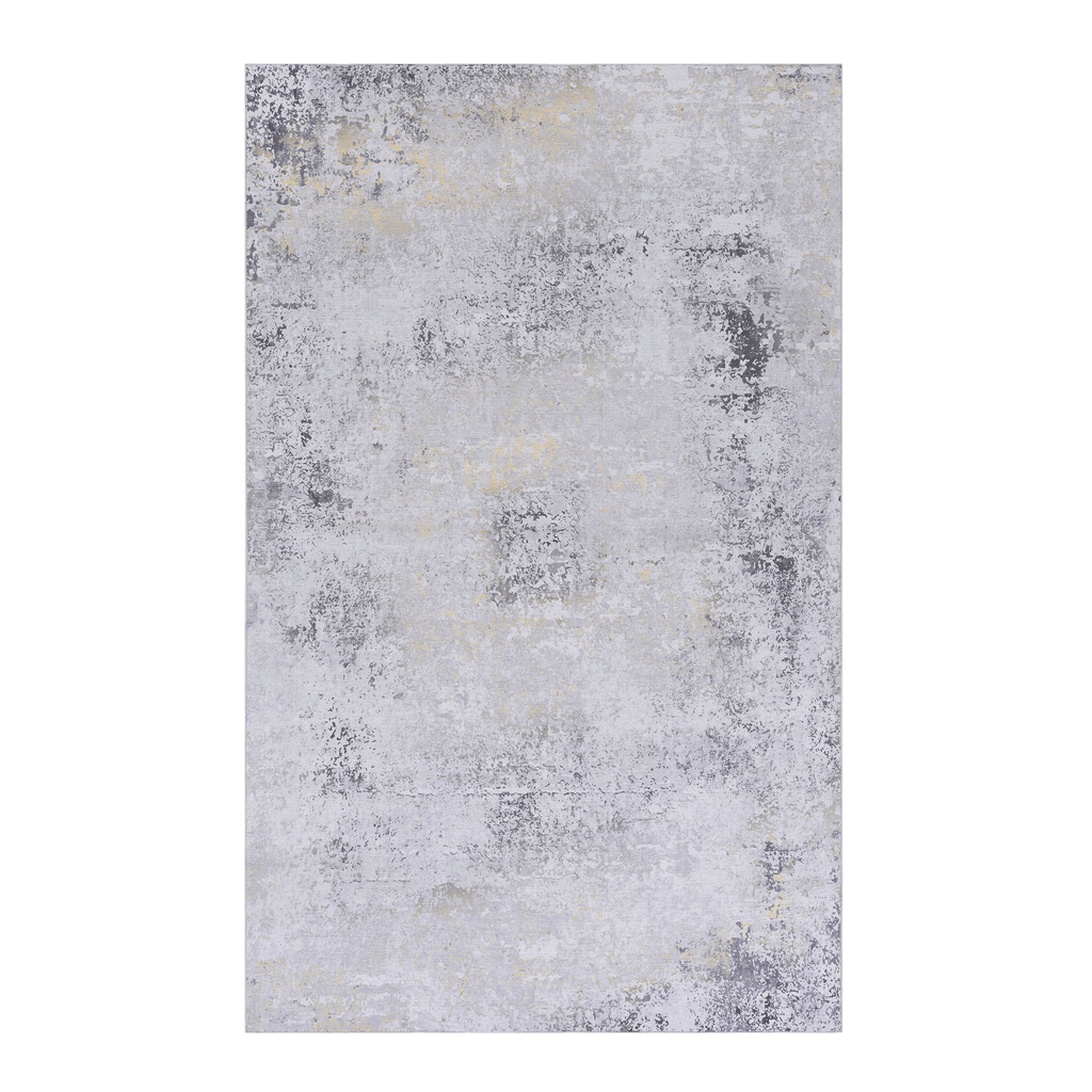 MAVAL Gold Washable Rug 2' x 3' Doormat Rug (Gray+Gold, 2' x 3') Modern, Contemporary, Non-Shedding & Easy to Clean, Ideal for Living Room, Bedroom, Dining Space, 36*24 inch