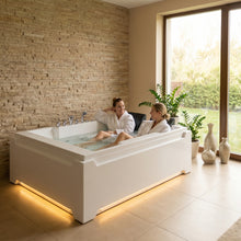 Load image into Gallery viewer, X-031 Whirlpool Tub,73" x 48" Jetted Bathtub for 2 Person, Hydro Massage &amp; Chromatherapy,UL Certified,UPC Certified,3 Sided Apron,Acrylic ,110 Gallons,Left Drain