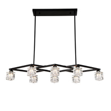 Load image into Gallery viewer, Matte Black Crystal  Chandelier for Dining Room, 8-Light Kitchen Chandelier Light Fixture Modern Metal Industrial  Chandeliers for Farmhouse Entryway Living Room (8*G9 Bulbs Included)