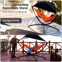 Load image into Gallery viewer, Portable Outdoor/Garden Hammock with Quick-Fold Stand, Adjustable Sunshade, and Storage Bag Adult/Child Hammock Chair Heavy-Duty Hammock Suitable for Camping, Home Gardens, Hotels, Outdoors, Beaches