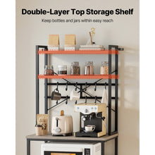 Load image into Gallery viewer, Kitchen Bakers Rack, 23.6 inch Width Bakers Rack, Kitchen Stand with X-Shaped Support Bar, 12 S-Shaped Hooks, Double-Layer Top Shelf, Coffee Bar Stand for Dishes &amp; Bowls, Spice Bottles