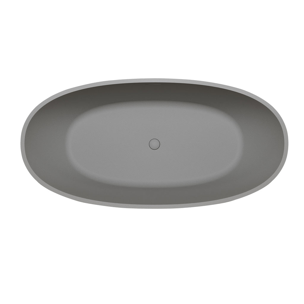 67'' Freestanding Bathtub Resin Stone Soaking Bathtub Solid Surface Modern Tubs with Overflow and Pop-up Drain