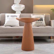 Load image into Gallery viewer, Light Coffee Magnesium Oxide Fluted Base Side Table, 17.72" Diameter Round Accent Table