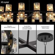 Load image into Gallery viewer, (L005030-D48-P48B/W1340P310779)48 Inches Luxury Chandeliers Crystal Living Room Decorative Lights Simple Modern Dining Room LED Lighting,for Home Decor (Bulbs Included) Black