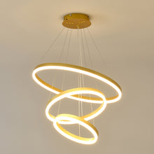 Load image into Gallery viewer, Modern Gold Led Chandelier 3 Rings Gold Dimmable  LED Chandeliers Light Fixture for Kitchen Island Height Adjustable Chandelier Led Pendant Light for Dining Room Bedroom Living Room