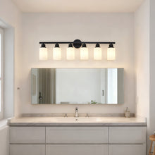 Load image into Gallery viewer, 6-Light Matte Black Wall Lamps with White Glass Shades (No Bulbs) Sconce Lighting for Bedroom Living Room
