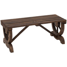 Load image into Gallery viewer, Outsunny 2-Person Wooden Garden Bench, Outdoor Wagon Wheel Porch Bench for Backyard Garden, Support 550 LBS, Rustic Country Style Patio Furniture, Brown
