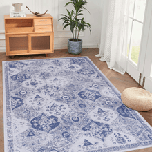 Load image into Gallery viewer, MAVAL Blue Washable Rug 2' x 3' Doormat Rug (Blue, 2' x 3') Modern, Contemporary, Non-Shedding &amp; Easy to Clean, Ideal for Living Room, Bedroom, Dining Space, 36*24 inch