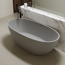 Load image into Gallery viewer, 67'' Freestanding Bathtub Resin Stone Soaking Bathtub Solid Surface Modern Tubs with Overflow and Pop-up Drain